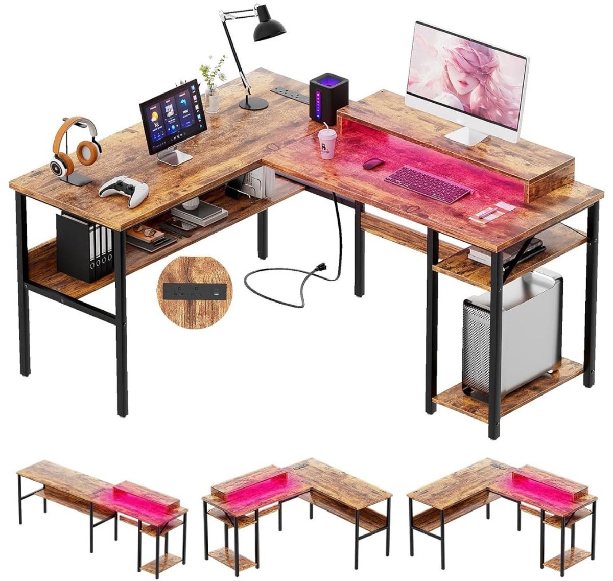 MKSS®Hoekbureau Gaming - Bureau L Vormig - Computer Desk