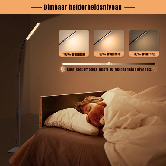 AHD® Bureaulamp - Bureaulamp LED - Bureaulamp Met Klem - Dimmable LED Desk Lamp - Desk Lamps - Zwart - 34cm x 4cm x 20cm van ahd — afbeelding 4