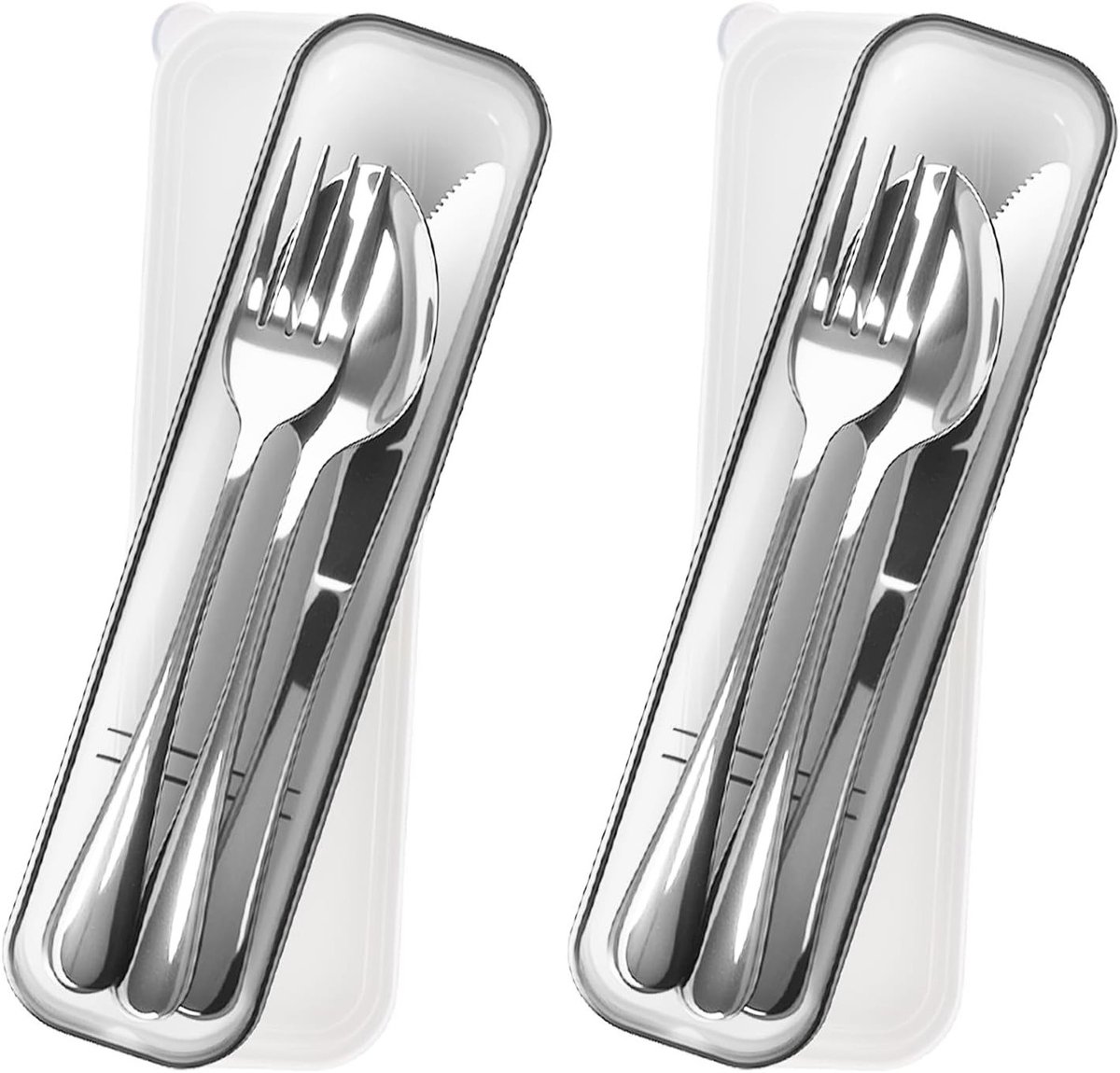 Campingservies set voor 2 personen, roestvrijstalen bestek met etui, ideaal voor outdoor, picknick en reizen, vaatwasmachinebestendig en duurzaam