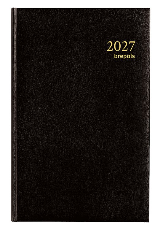 Brepols bureau agenda 2027 - SATURNUS LUXE [0.216] - LIMA - Bureau agenda - 1 dag op 1 pagina - Dagoverzicht - Zwart - 13.3 x 20.8 cm