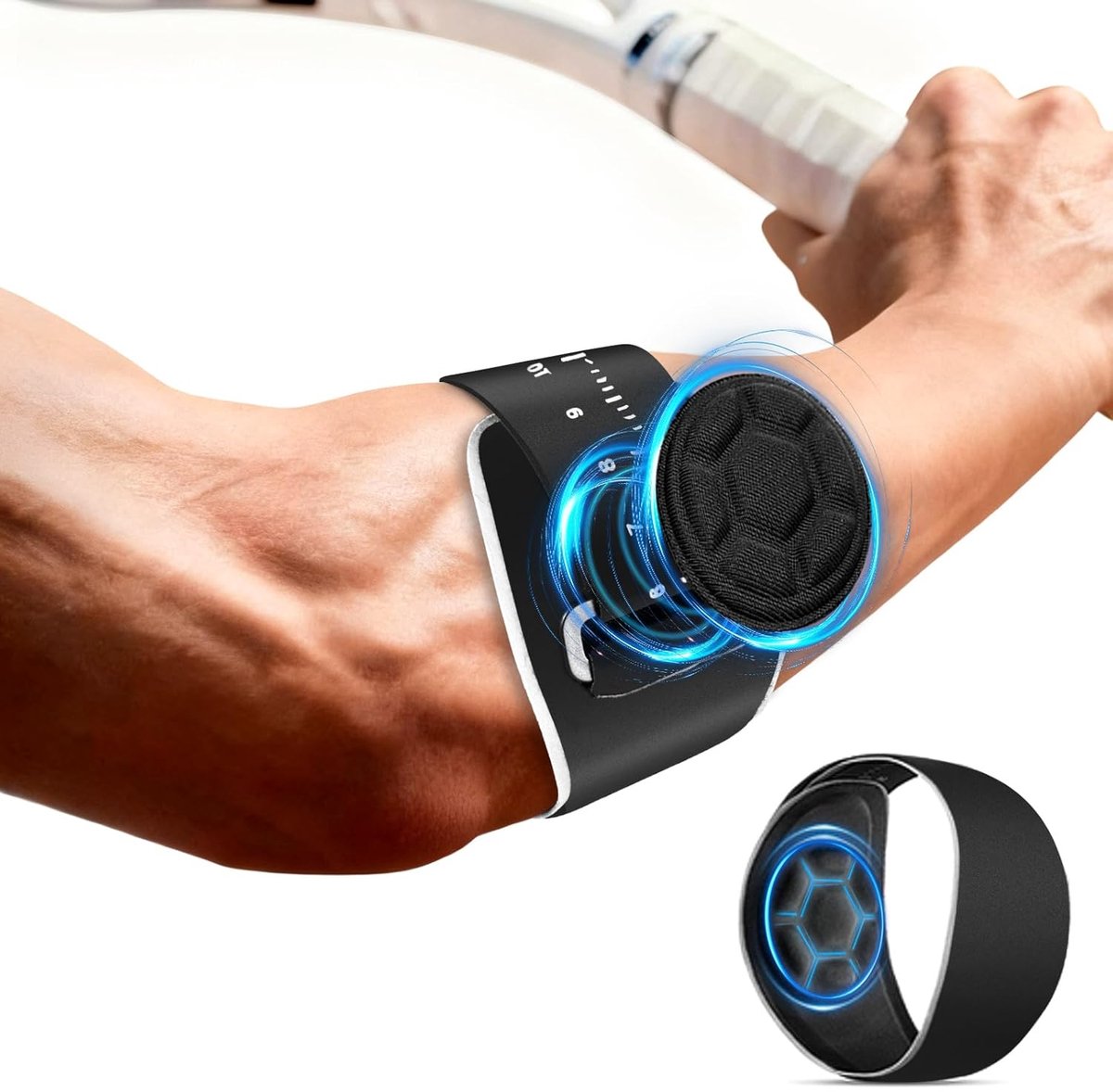 Namajunas - Elleboog brace - Elleboogbrace voor tennis, golf, fitness - Elleboogsteunband voor mannen en vrouwen - Compressiebrace voor peesontsteking, artritis - Verstelbare elleboogbeschermers met EVA-voering - voor sport en dagelijks gebruik