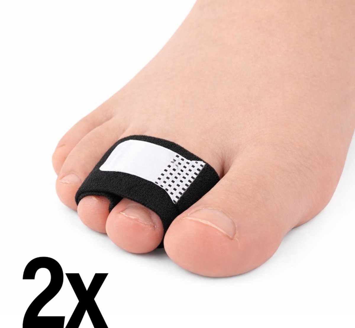 2 Stuks Buddy loops Teenspalk met klittenband One size - Teen brace - Buddy Tape - Zwart