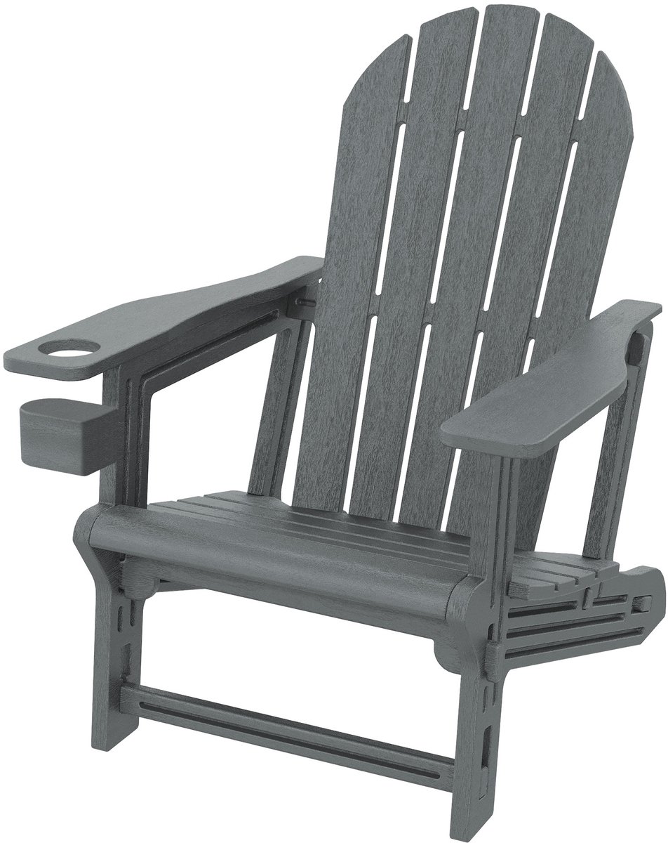 Tuinstoel Adirondack ligstoel tuinstoel weerbestendig HDPE kunststof tot 180 kg grijs ML-Design