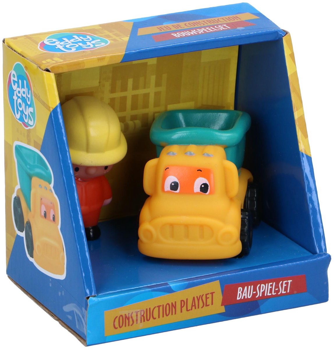 Eddy Toys Constructie Speelset - Constructiewagen met Bouwvakker - Speelgoed Voertuig Kinderen - Geel