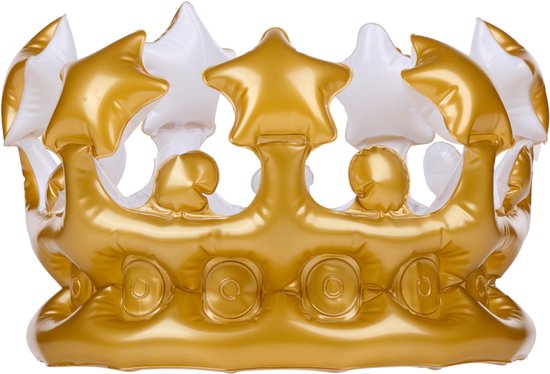 No Brand Party Crown Inflatable - Opblaasbare Feestkroon Goud - Ideaal Voor Photobooth En Themafeest - Eenvoudig Op Te Blazen - Kunststof - Afmetingen 220x230x165mm