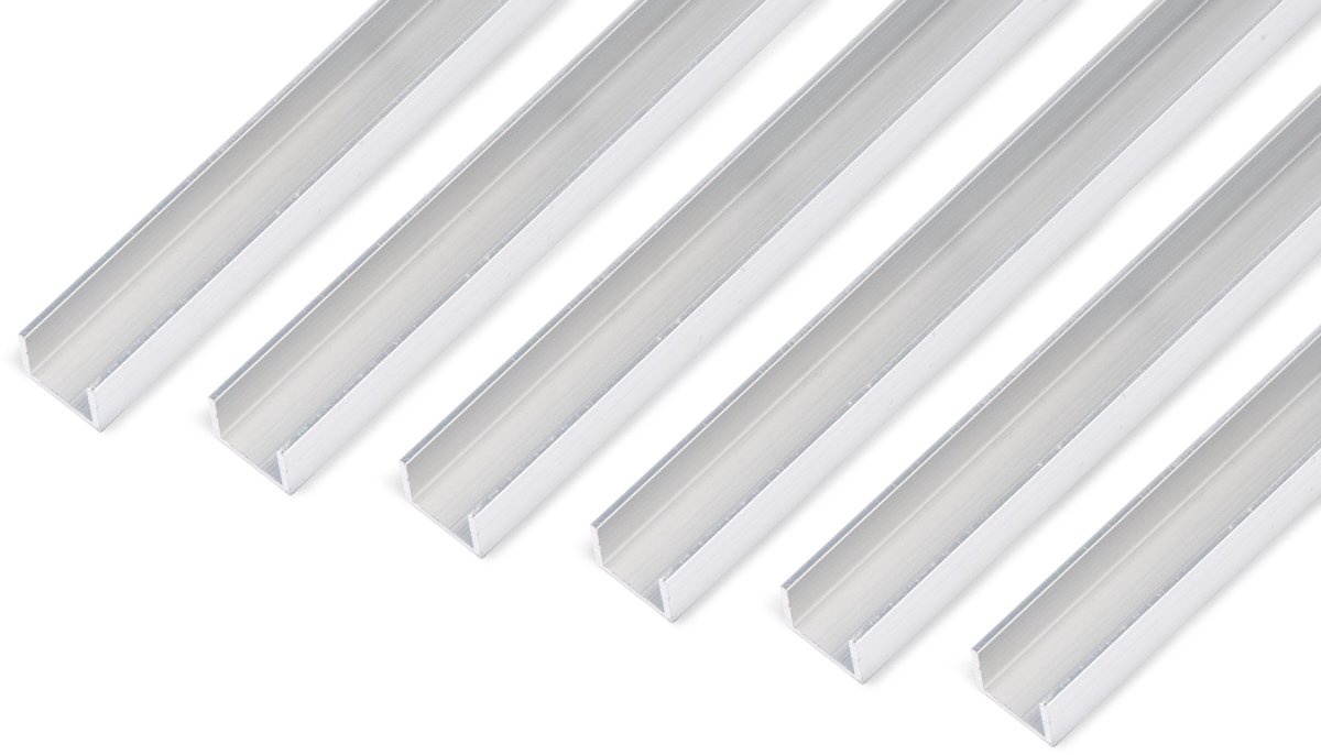 Set van 6 Aluminium U-Profielen 15x10mm 1000mm Lang voor Montage en Afwerking