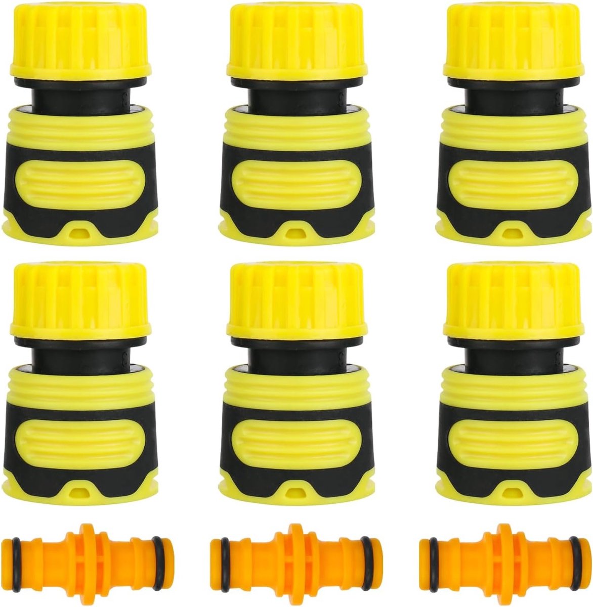 Hose Connector Set van 6 Stuks met 1/2 Inch en Dubbele Stekker voor Tuin en Familie, Perfect voor Slangverlenging en Tuinonderhoud
