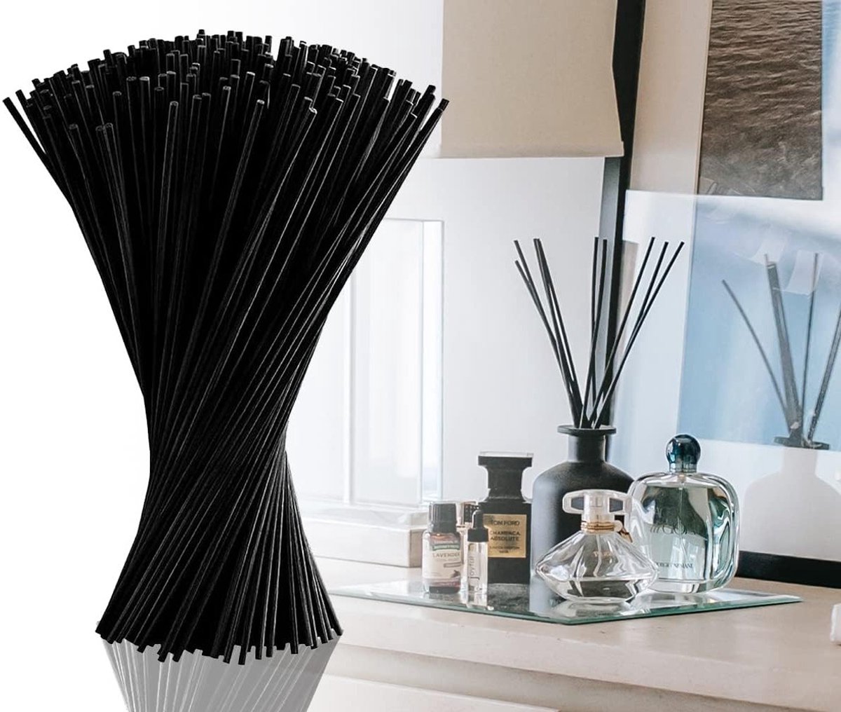 60 Stuks Geurloze Diffuser Sticks - Navullingsset voor Luchtverfrisser, Aroma Diffuser en Thuisgeur