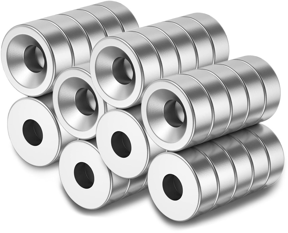 Set van 40 krachtige neodymium magneten 8 x 3 mm voor diverse toepassingen, inclusief schroeven voor koelkast, whiteboard en kantoor.