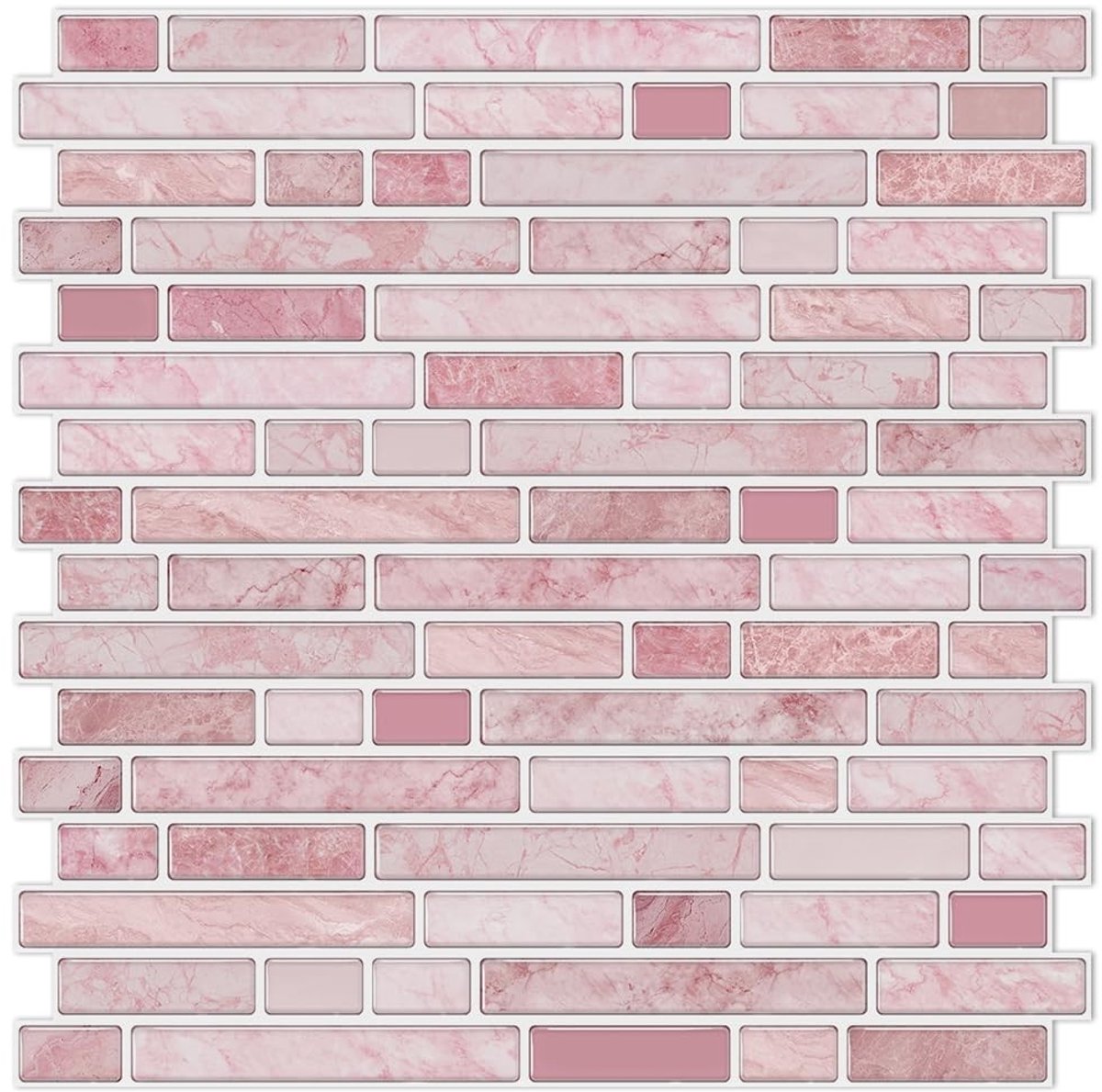 Alwayspon T106 12 Inch Tegelstickers - Roze Marmer Effect, Zelfklevend voor Badkamer en Keuken - Set van 10