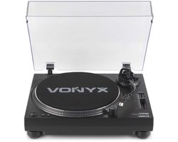 Platine vinyle - Vonyx DT6000 - Platine DJ - Platine à entraînement direct - Aiguille Audio Technica - Noir