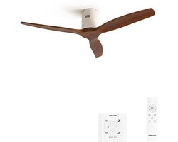 CREATE - Plafondventilator 40W silent (Ø112cm) 100% hout - Geen licht LED - Controller voor wandmontage + afstandsbediening - WIND CALM NATURAL WOOD