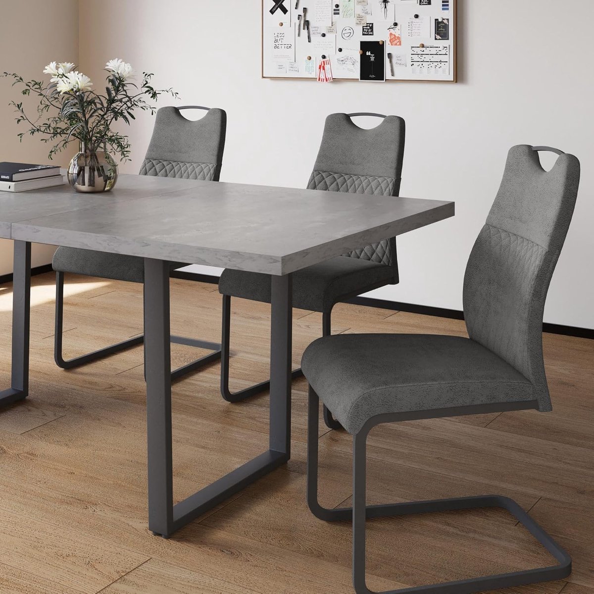 Luxe Schommelende Eetkamerstoelen Set van 4 – Hoge Rugleuning Gewatteerde Dining & Woonkam