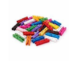 Kleine Wasknijpers Gekleurd – 35 Stuks – Mini Knijpertjes – Decoratie & Knutselen – Houten Knijpers Set