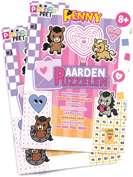 Penny Puzzelpret 3 - Puzzelboek Kinderen - Puzzelboek - Puzzelboeken - Sudoku Kinderen - Paarden Spullen - Vakantieboek - Paardencadeaus - Zomerboek - Puzzelen - Puzzels - Puzzel boek - Speelgoed - Creatief - DIY - Breinbreker - Doeboek Meisjes