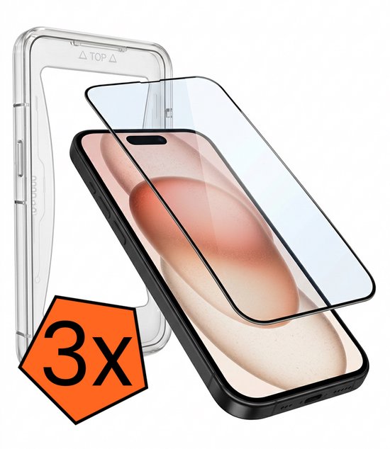 Protecteur d'écran - Protecteur d'écran adapté pour iPhone 15 Pro avec Kit d'installation Protect Glas Hybrid - Protecteur d'écran adapté pour iPhone 15 Pro Protecteur d'écran avec cadre de montage Couverture complète en Glas flexible - 3 PACK