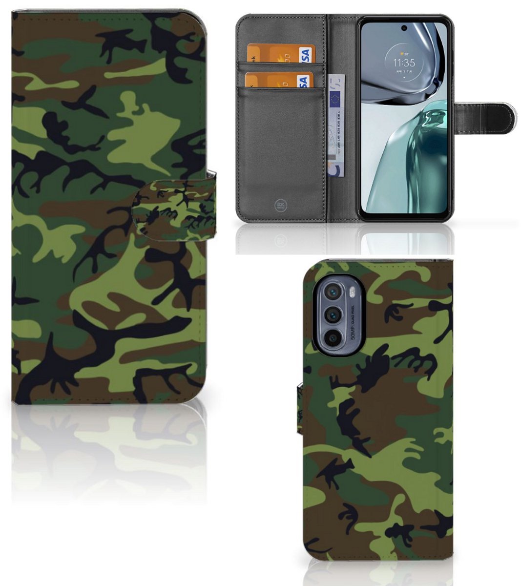 Motorola Moto G62 5G Telefoon Hoesje Army Dark