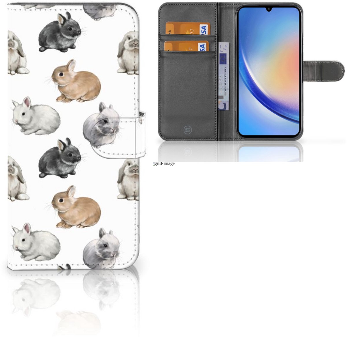 Telefoonhoesje met Pasjes voor Xiaomi Redmi Note 12 Pro Plus Konijntjes