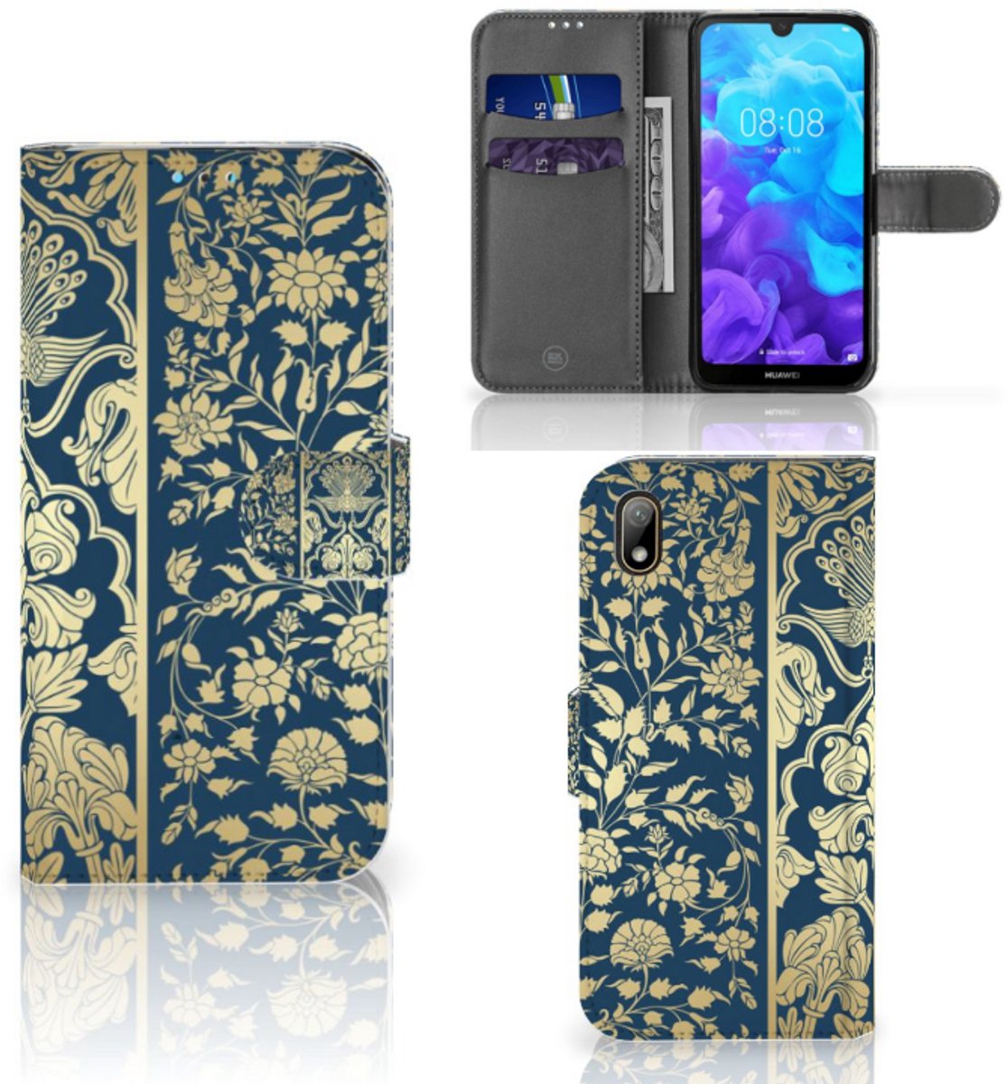 Huawei Y5 (2019) Hoesje Beige Flowers