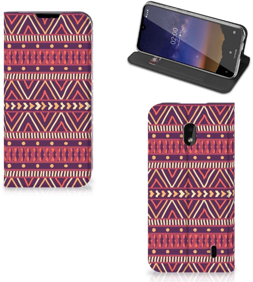 Nokia 2.2 Hoesje met Magneet Aztec Paars