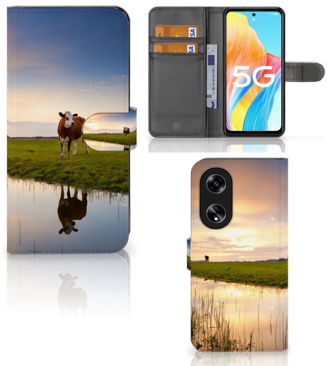 OPPO Reno8 T 5G Telefoonhoesje met Pasjes Koe