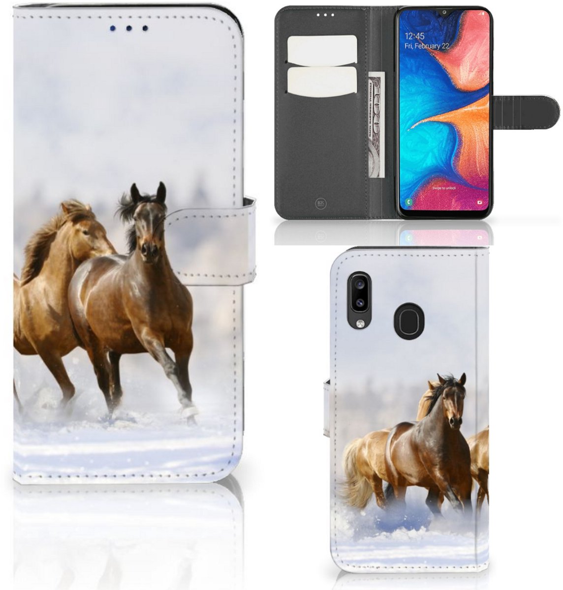 Samsung Galaxy A30 Telefoonhoesje met Pasjes Paarden