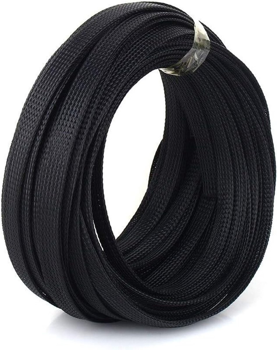 Zwarte Gevlochten Kabelsleeve 6mm Diameter 10m Lengte Uitbreidbaar Hoge Dichtheid Voor Elektronica en Auto's