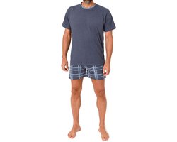 Normann pyjama met korte mouwen voor heren: Shorty-pyjama met geruite broek van jersey