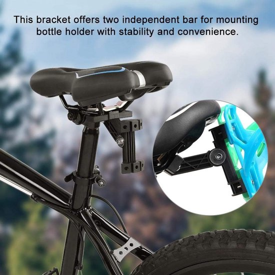 Fietsbidonhouder Adapter - Bidonhouder Fiets - Extra Bidons Meenemen - Bevestiging aan Zadel - 2 Bidons - Zwart — afbeelding 2