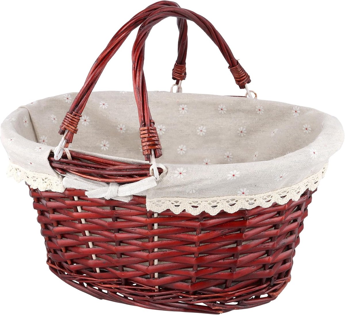 Picknickmand met Handvat - Klein Picknick Mandje - Boodschappenmand - Fruitmand - Winkelmand - Donkerbruin - 17 x 28 x 17 cm - van Imperatoris