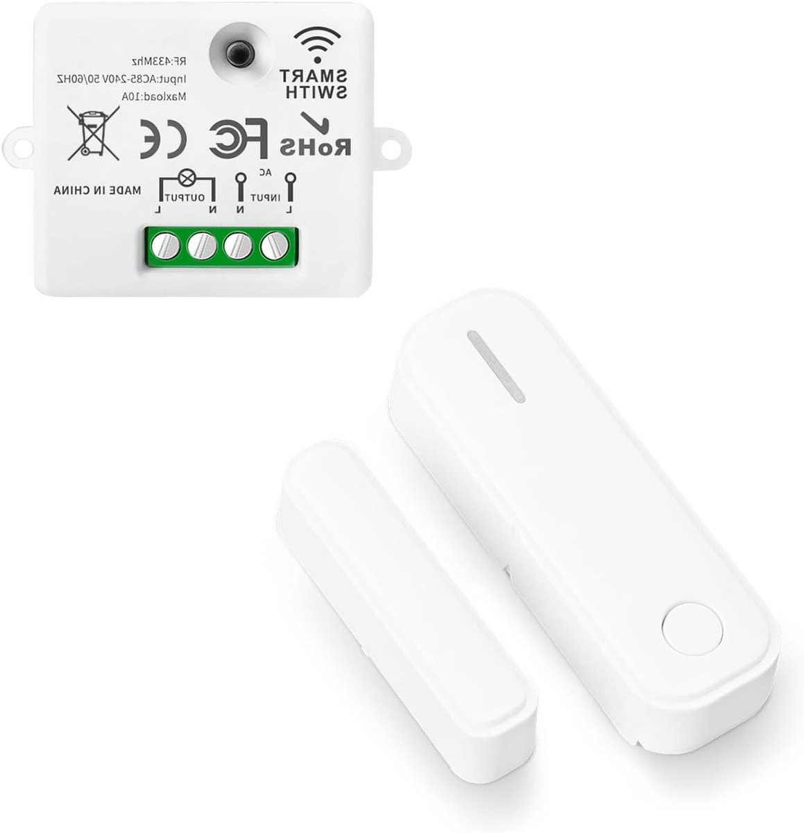 Draadloze Deursensor - Deuropener Sensor - Beveiliging Thuis - Normaal Open Contact - 1 Aantal - Wit