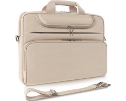 Waterdichte Laptoptas 15,6–16 inch – Schoudertas & Aktetas – Geschikt voor Lenovo IdeaPad/ThinkPad, HP Pavilion/ENVY, Dell XPS & MacBook Pro – Beige