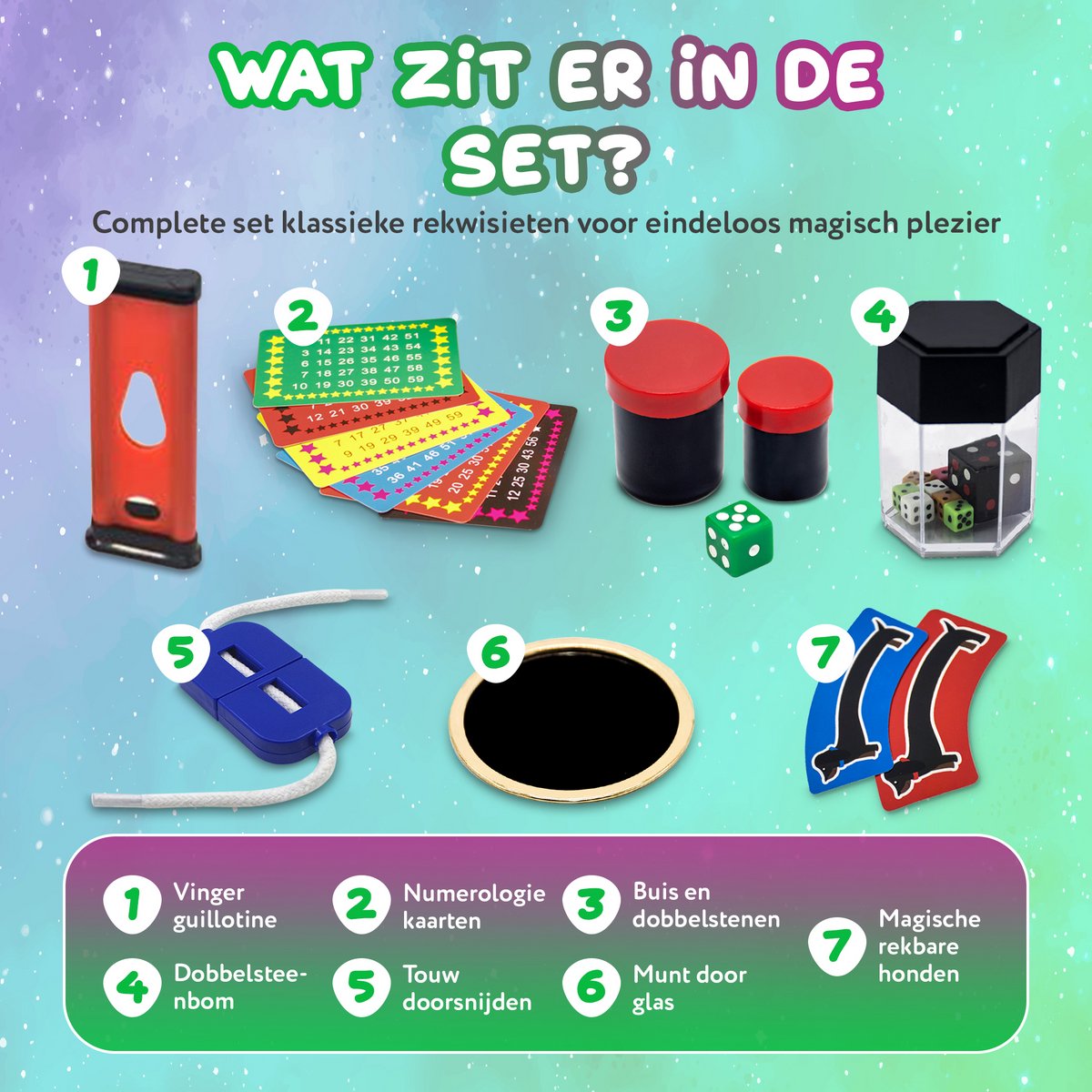 Bailanta® Goocheldoos – Voor Kinderen - Complete Goochelset met 7 Goocheltrucs – Inclusief Nederlandse Handleiding – Magic Set Cadeau - Vanaf 6 Jaar - Goochelen — afbeelding 2