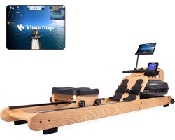 VirtuFit Elite Roeimachine met Waterweerstand - Eikenhout - Ruimtebesparend - Bluetooth - Kinomap & EXR Compatibel - Roeitrainer - Roeiapparaat