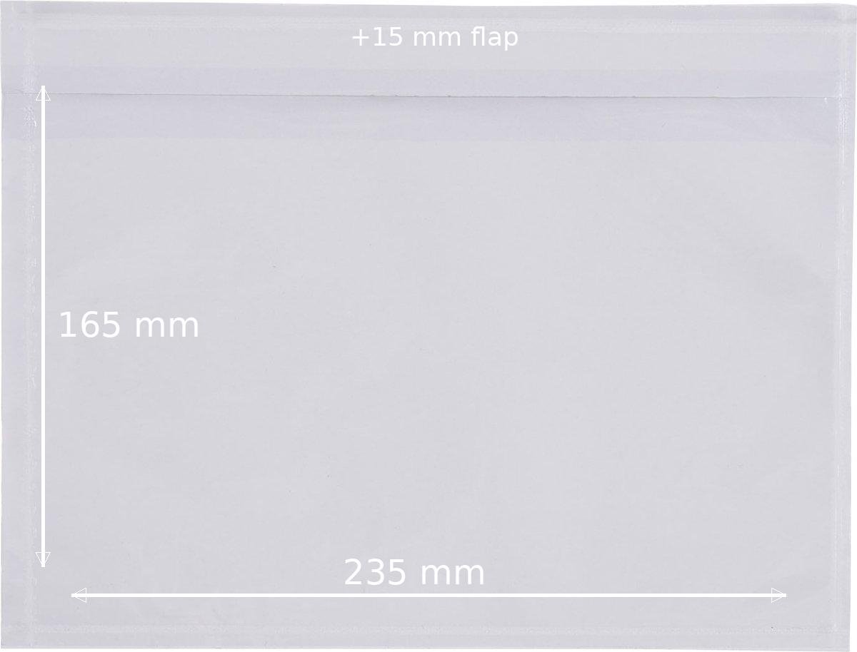 Paklijstenvelop - 23.5 x 16.5 + 1.5 cm - 100 stuks.