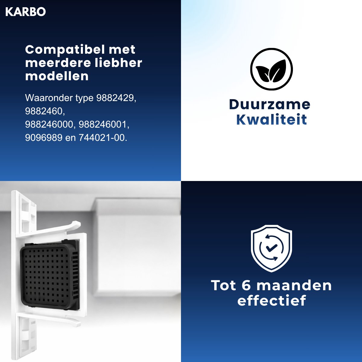 2 Filter für Liebherr Fresh Air Kühlschrank - ersetzt 7440021-00 [9096989, 988246001, 988246000