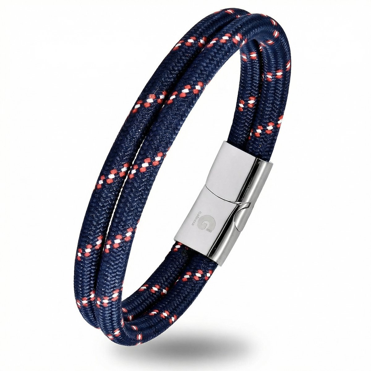 Armband Dames Touw 21,5cm Heren Dubbel Snoer Rood - Blauw Galeara Design NOA