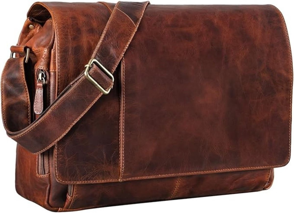 Leren Laptoptas - Laptoptas - Leren Tas - Luxe Leren Laptoptas - Werktas - Schoudertas - Business Tas - Leren Business Tas - 15,6 inch - Bruin - van Imperatoris