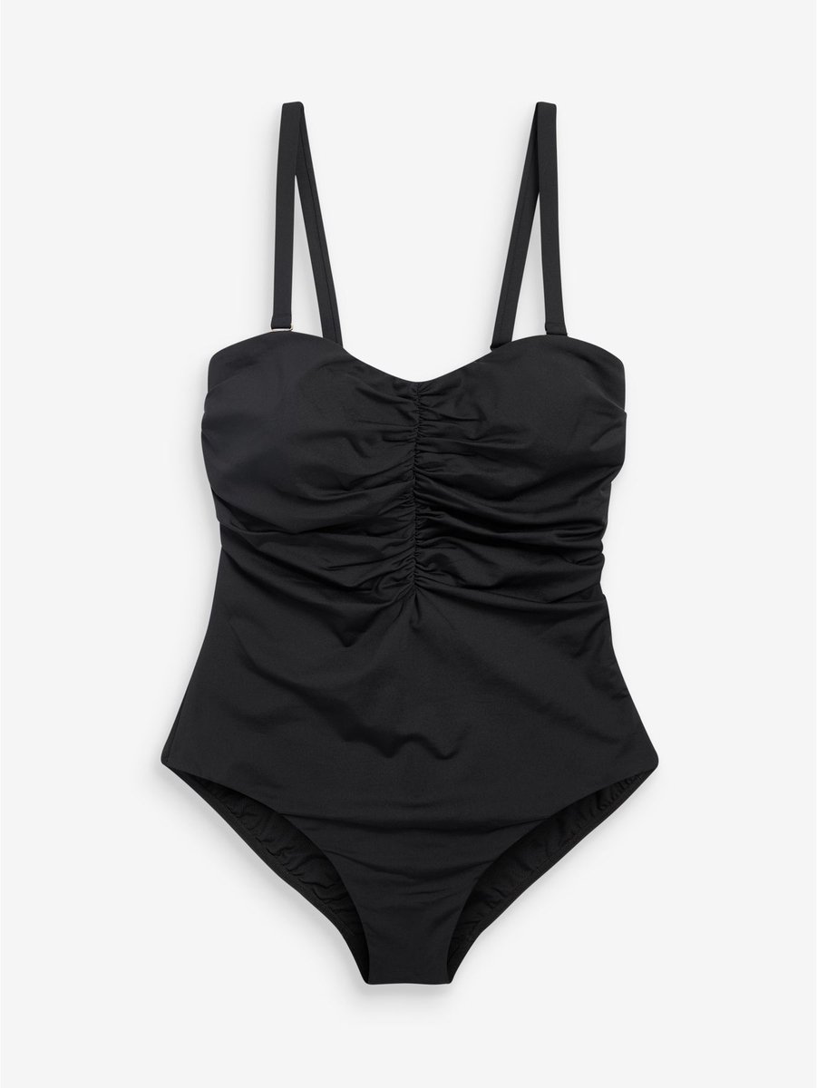 Next Dames - Buikcorrigerend DD+ bandeau-badpak met beugels - Zwart Black