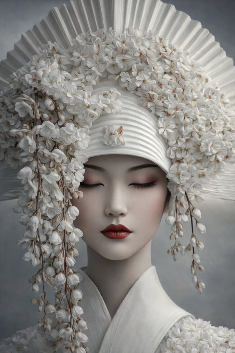 Geisha Blossom - Luxe Wanddecoratie op Maat – Kristalhelder Plexiglas 5mm – Blind Aluminium Ophangsysteem – Art-Empire