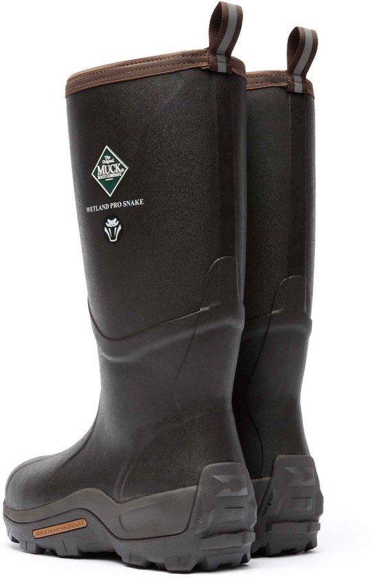Bruine Muck Boot Wetland Pro laarzen, met logo.