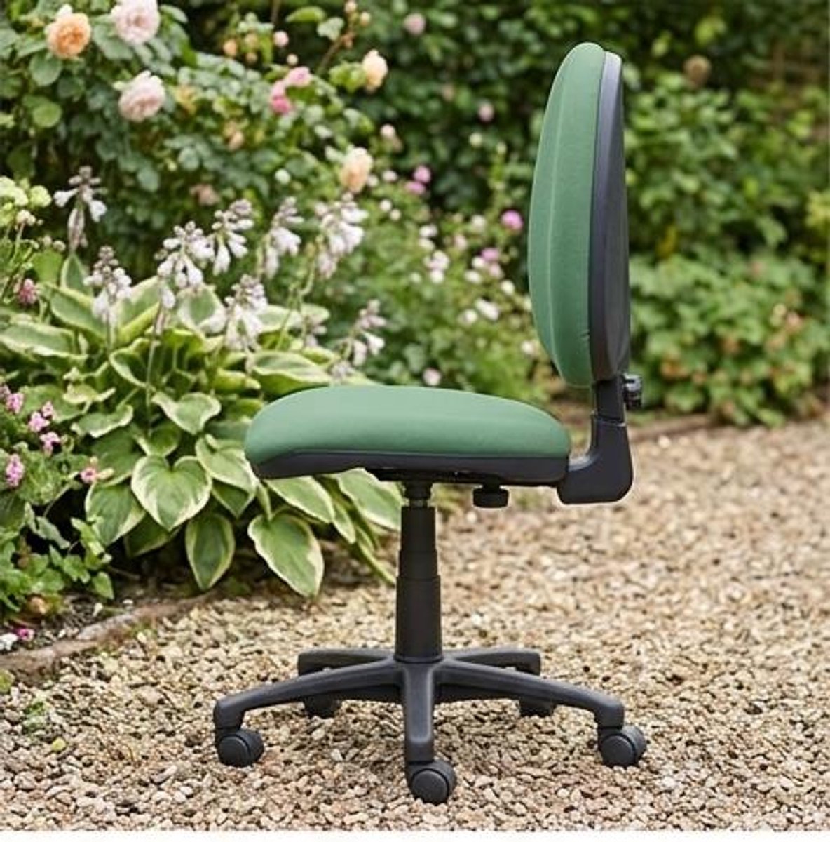 Ergonomische Bureaustoel 46x46x100 cm – Verstelbare Rugleuning, Zithoogte 42-54 cm, Draaistoel met Permanent Contactmechanisme, Gevoerde Zitting, Groen – Urbanhome