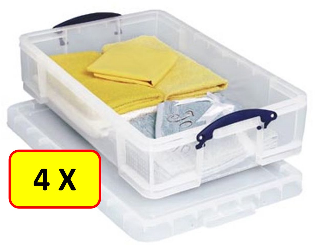 4 x Opbergbox Really Useful Box 33 liter - 71x44x16.5 cm - transparant wit