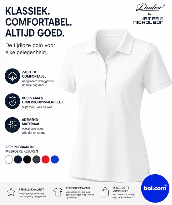 James and Nicholson Vrouwen/dames Basic Polo (Wit)