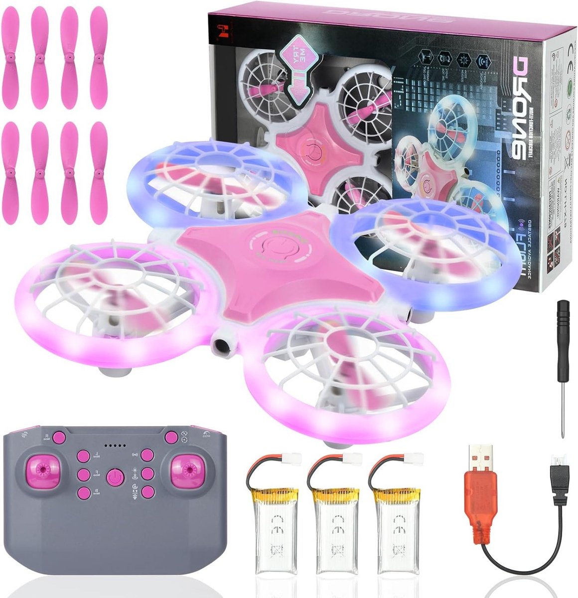 Mini Drone voor Kinderen in Roze - Speelgoed Drone met HD Camera, Stabiele Vliegervaring en LED Verlichting
