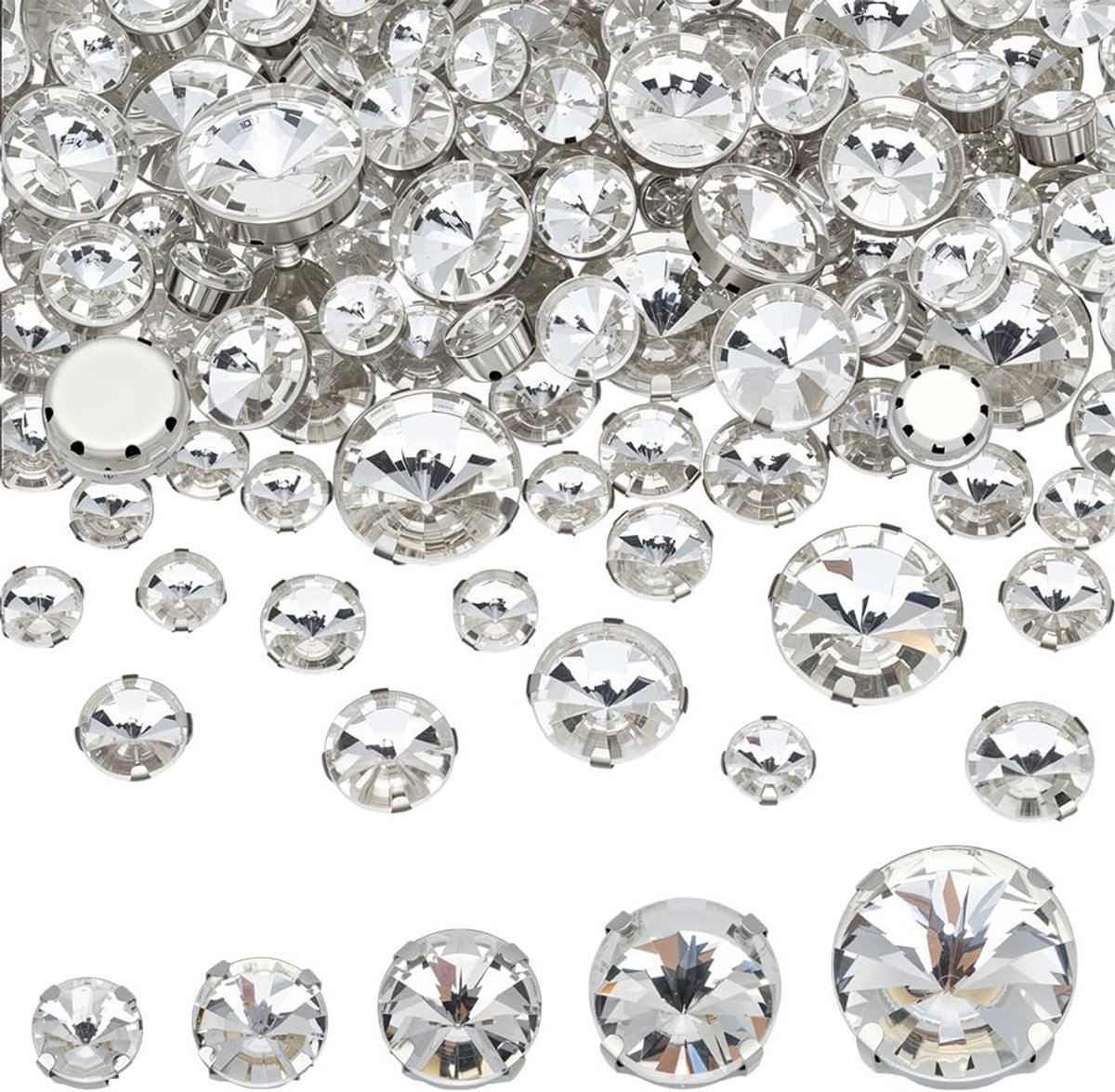 120 Stuks Platte Ronde Kristallen Voor Het Naaien - Duidelijke Strass Steentjes met Gecoate Messing Basis voor Kledingdecoratie en Handwerk