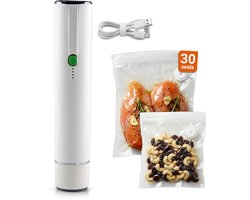 Industor® Vacumeermachine – Draadloze Vacuum Sealer – Krachtige Vacuümkracht – Inclusief 30 Herbruikbare Vacuümzakken – USB-C Oplaadbaar – Compact & Lichtgewicht