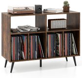 Meuble pour tourne-disque - Meuble pour vinyles - Meuble pour platine - Support pour platine - Support pour tourne-disque - Étagère de présentation vintage - Brun rustique