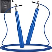 Blauw sport springtouw met DK. logo, opberghoes, blauwe kabel