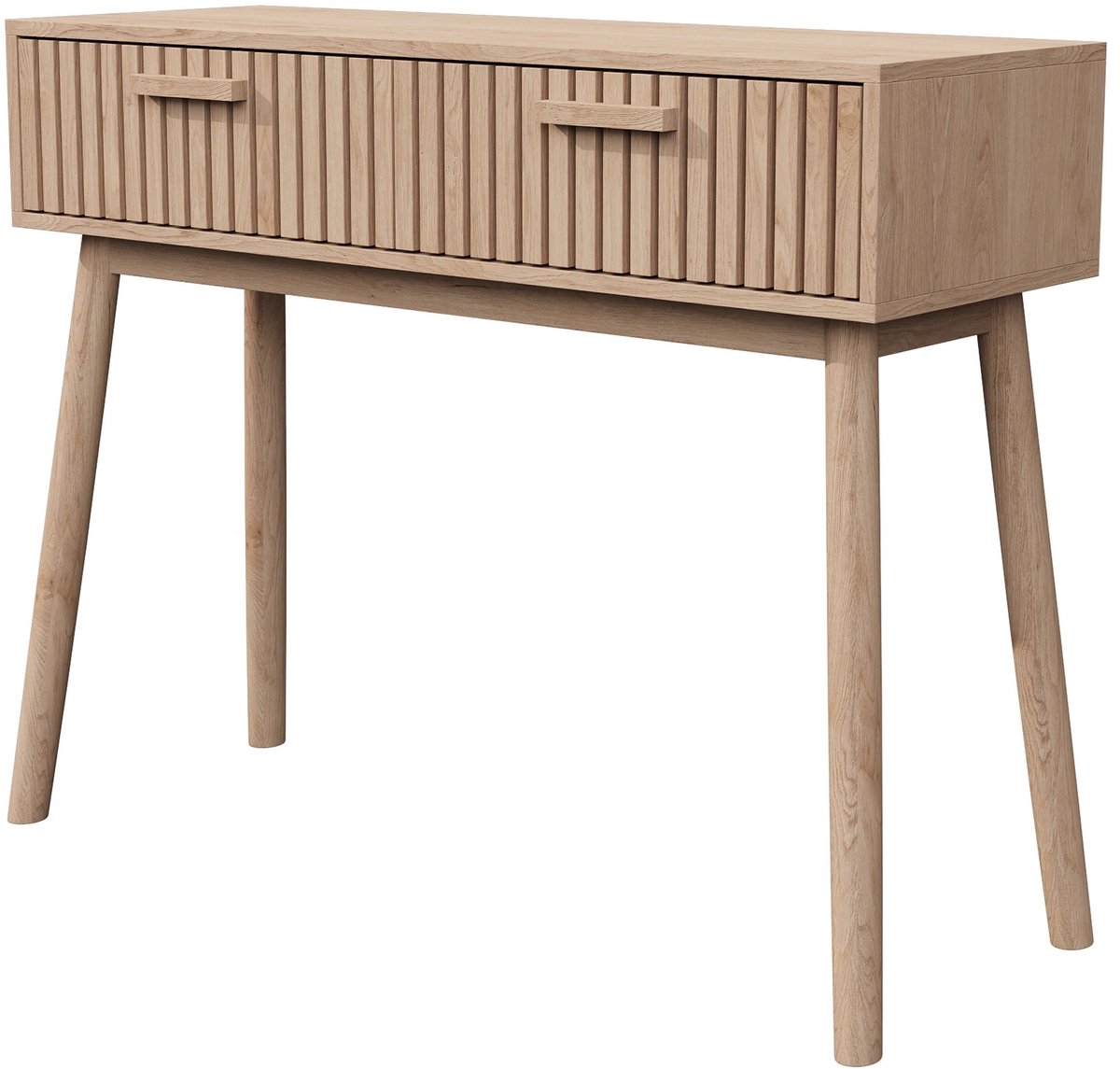Linkforu Sidetable – Dressoir – Wandtafel - Haltafel - Smalle Consoletafel - 2 Laden – Bijzettafel - Houten Tafel - 100x35x80 cm Houtkleur